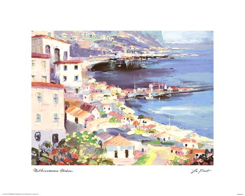 Framed Mediterranean Harbor Print