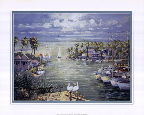 Framed Safe Harbor With Pelicans Print