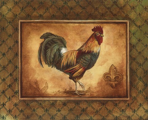 Framed Country Rooster I - mini Print
