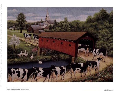 Framed Cows In West Arlington Print