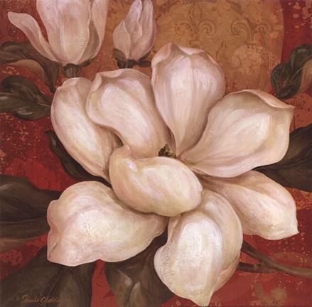 Framed Magnolia On Red I - mini Print