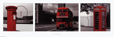 Framed London - Red Triptych Print
