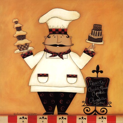 Framed Chef with Desserts Print