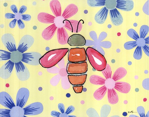 Framed Funky Flower Bee Print