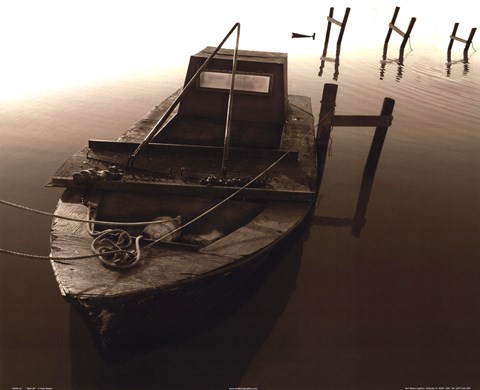 Framed Boat III (Sepia) Print