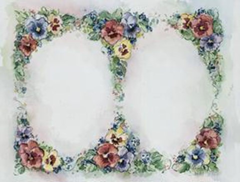 Framed Pansy Double Oval Print