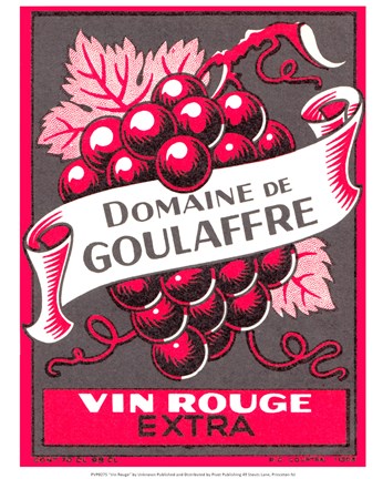 Framed Vin Rouge Red Grapes Print
