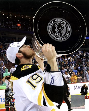 Framed Tyler Seguin with the Stanley Cup  Game 7 of the 2011 NHL Stanley Cup Finals(#49) Print