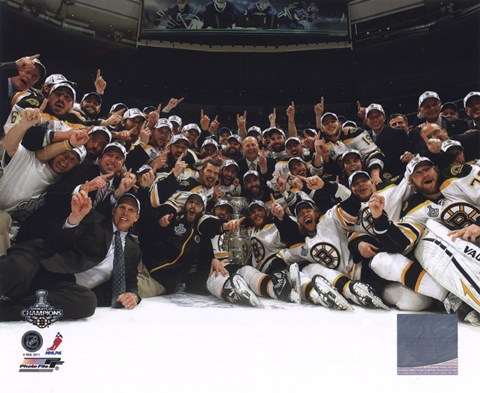 Framed Boston Bruins Celebrate Winning Game 7 of the 2011 NHL Stanley Cup Finals Print