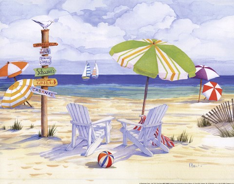 Framed Beachside Chairs Print