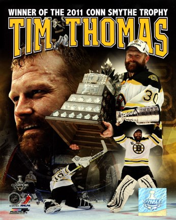 Framed Tim Thomas 2011 NHL Stanley Cup Finals Conn Smythe Winner Portrait Plus Print