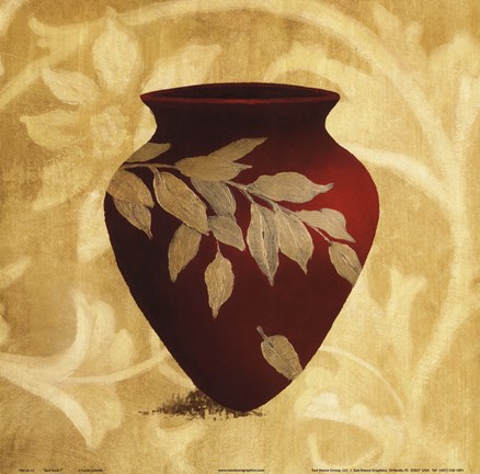 Framed Red Vase I Print