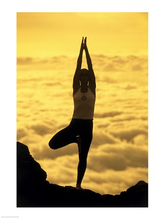 Framed Silhouette of Yoga Pose - Balance Print