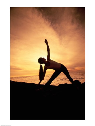 Framed Silhouette of Yoga Pose Extended Triangle Print
