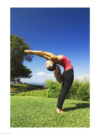 Framed Side profile of a young woman exercising, Maui, Hawaii, USA Print