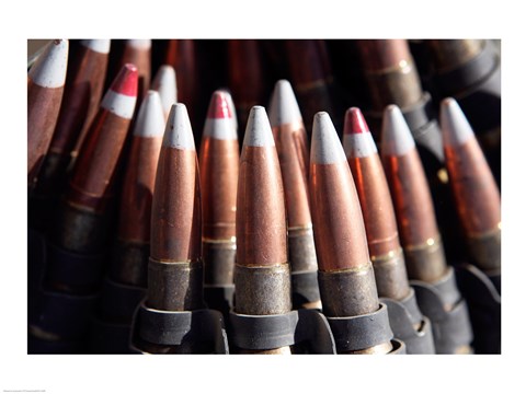 Framed Close-up of Machine Gun Bullets Print