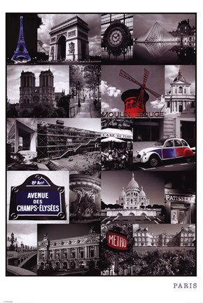 Framed Paris (Collage) Print