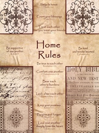 Framed Home Rules Cross Print