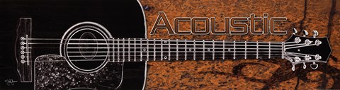 Framed Acoustic - black guitar Print