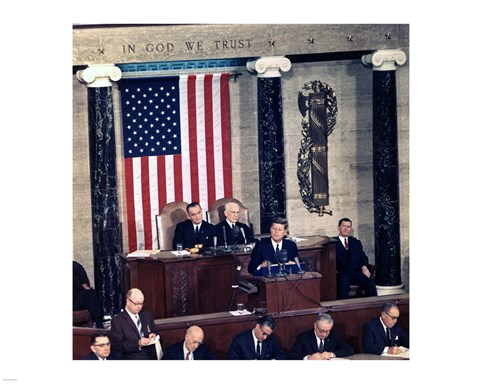 Framed JFK Delivers State of the Union Address, 14 January 1963 Print