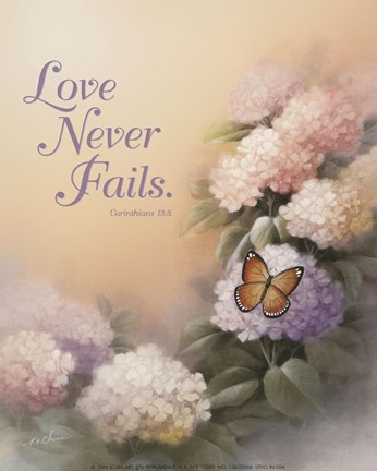 Framed Love Never Fails Print