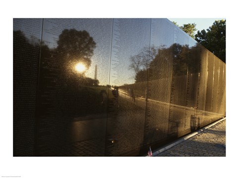 Framed Reflection on a memorial wall, Vietnam Veterans Memorial Wall, Vietnam Veterans Memorial, Washington DC, USA Print