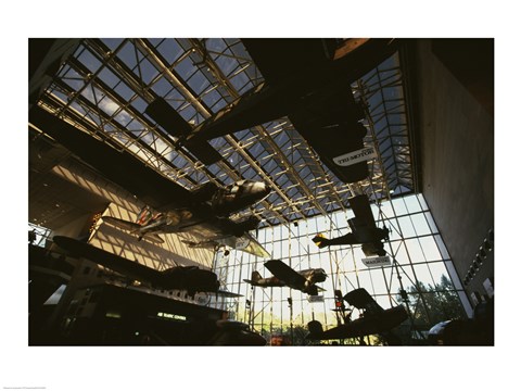 Framed Low angle view of airplanes in a museum, National Air and Space Museum, Washington DC, USA Print