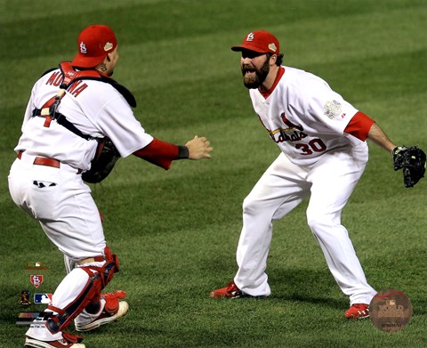 Framed Jason Motte &amp; Yadier Molina Celebrate Winning Game 7 of the 2011 MLB World Series (#37) Print