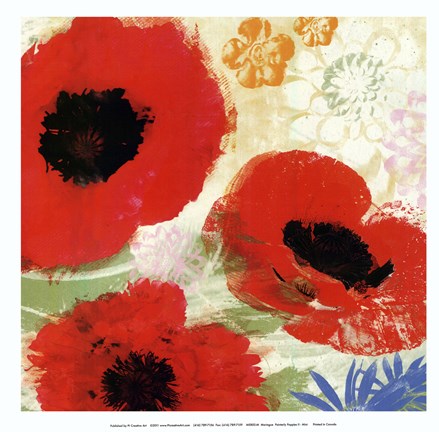 Framed Painterly Poppies II - Mini Print
