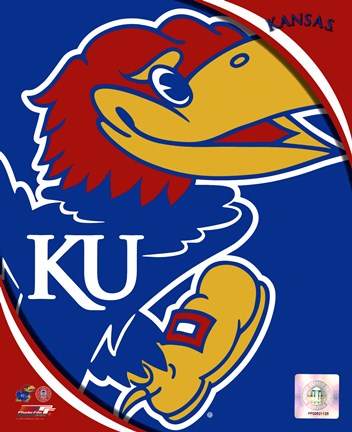 Framed University of Kansas Jayhawks Team Logo Print