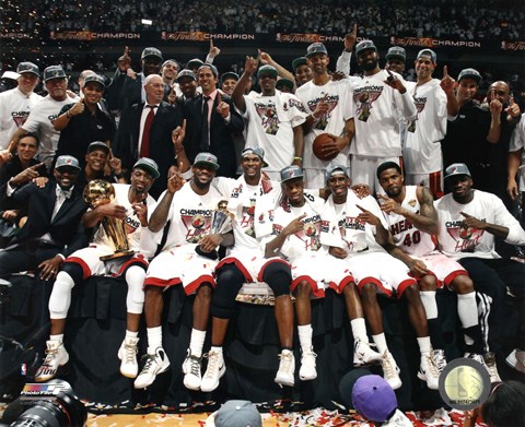 Framed Miami Heat Celebrate Winning Game 5 of the 2012 NBA Finals Print