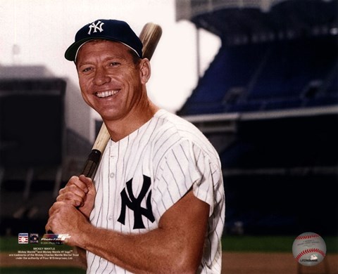 Framed Mickey Mantle Posed With Bat Print