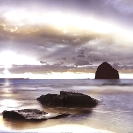 Framed Sunset At Trebarwith Strand Print