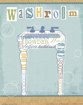 Framed Bathroom Words Sink II Print
