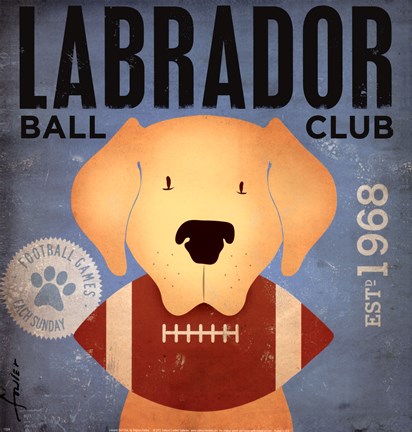 Framed Labrador Ball Club Print