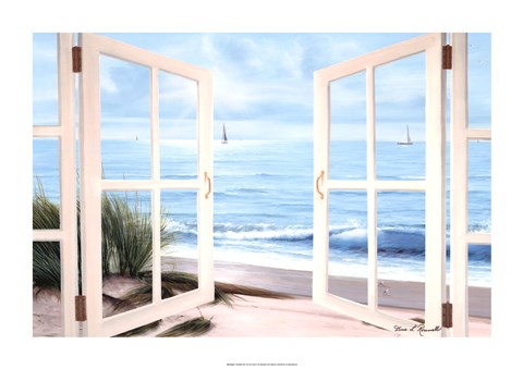 Framed Sandpiper Beach View From the Window Print