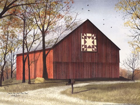 Framed Amish Star Quilt Block Barn Print