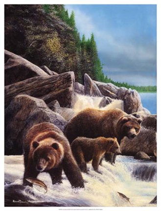 Framed Grizzlies by Falls Print