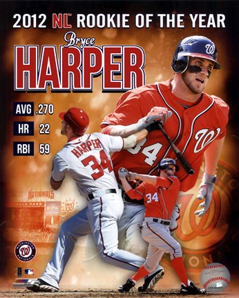 Framed Bryce Harper 2012 National League Rookie of the year Composite Print