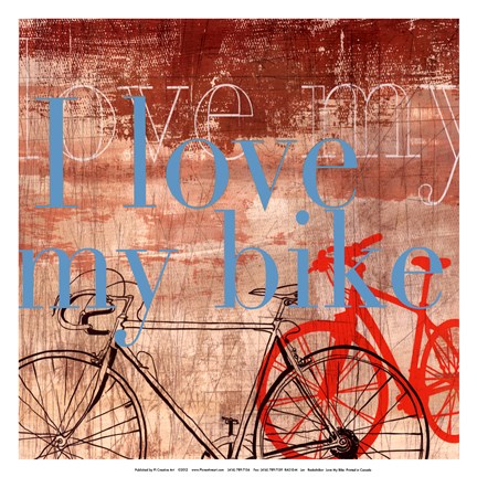 Framed Love my Bike - Mini Print