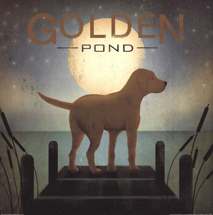 Framed Moonrise Yellow Dog - Golden Pond Print