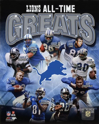 Framed Detroit Lions All Time Greats Composite Print