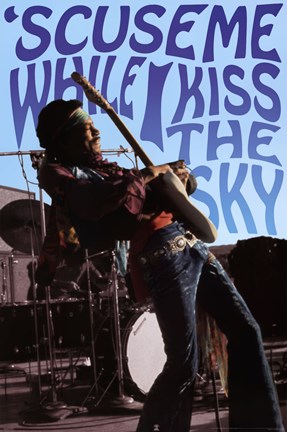 Framed Jimi Hendrix - Kiss the Sky Print