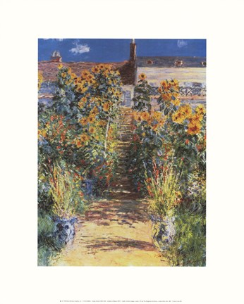 Framed Garden at Vetheuil, 1881 Print