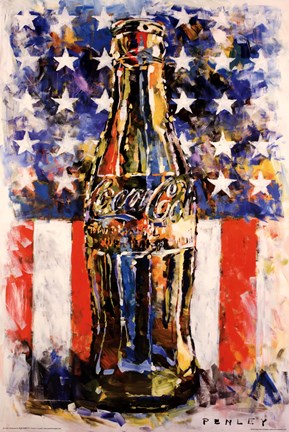 Framed Coca-Cola - Flag Print