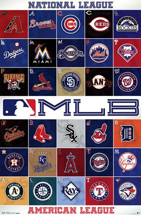 Framed MLB - Logos 13 Print
