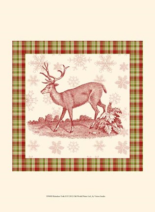 Framed Reindeer Toile II Print