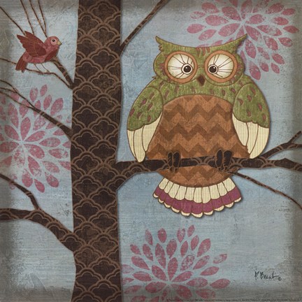 Framed Fantasy Owls I Print