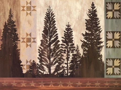 Framed Pine Trees Lodge II Print