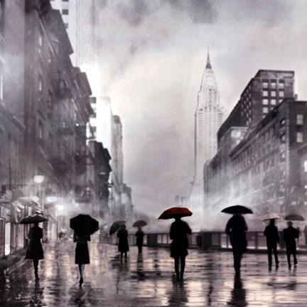 Framed New York Red Umbrella Print